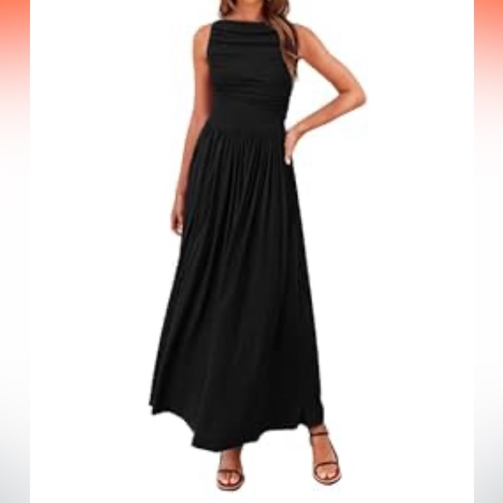 New with tags! Chic Black ruched Maxi Dress BTFBM, size small- wedding guest